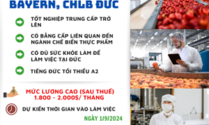 TUYỂN DỤNG 5 ỨNG VIÊN NGÀNH CHẾ BIẾN THỰC PHẨM ĐI LÀM VIỆC TẠI ĐỨC